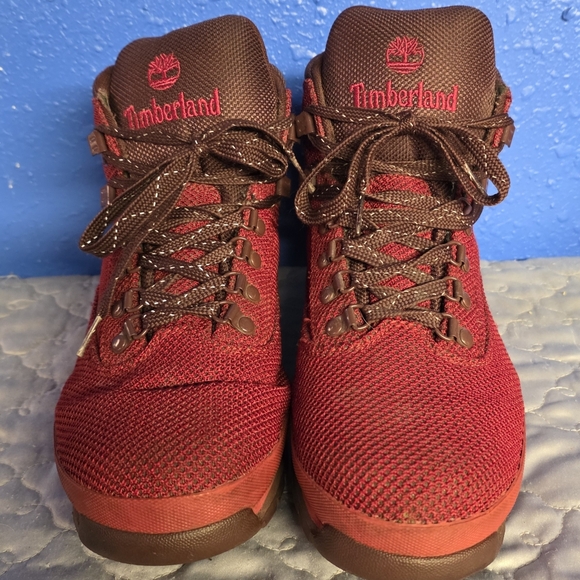 Timberland Men's Euro Cordura Mid-Hiking Boots, Red, Knit, Size 12 - Picture 1 of 7